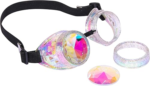Miniatura 51 de Gafas de caleidoscopio retro con pinchos, gafas de cristal arcoíris steampunk estilo soldadura, gafas de cosplay punk