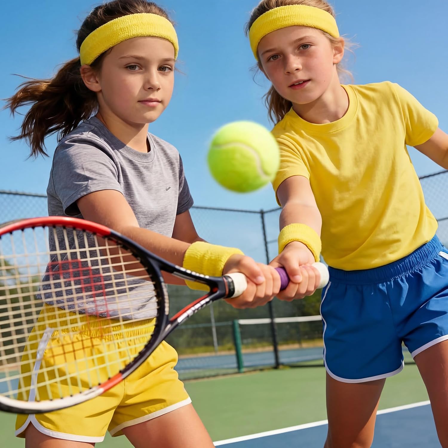 Bememo 72 Pcs 36 Pcs Neon Sweatbands Set for Kids 12 Headbands 24 Wristbands Bulk Sports Sweat Bands Athletic for Children Basketball Tennis Running Gym Student Gifts Glow Party