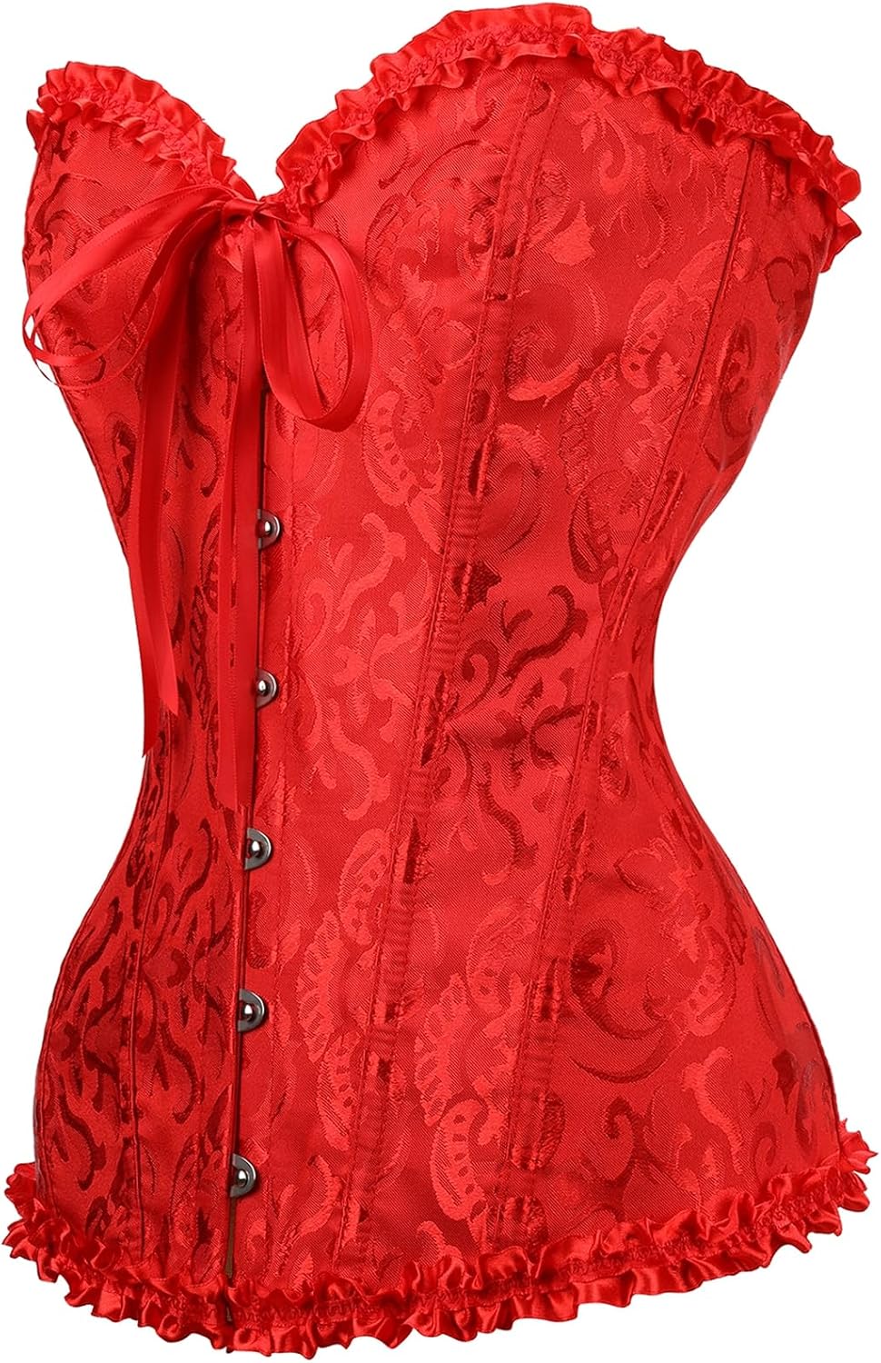 Corset Tops for Women,Bustier Shapewear Lingerie,Lace Tied Renaissance Overbust Corset Push Up Bodysuit(US,3X-Large,Red)