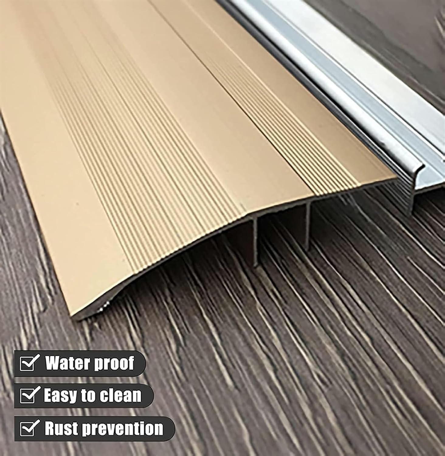 Floor Transition Strip, Floor Edging Trim Strip, Carpet to Hardwood Flooring Edge Transitions, Home Doorways Basement Floors Reducer, Gold