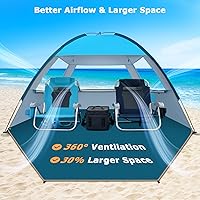 Vista 5 de COMMOUDS Carpa de Playa con Sombra Solar para 3/4-5/6-7/8-10 Personas, Refugio Solar de Playa con Toldo UPF 50+, Liviana, Fácil de Instalar