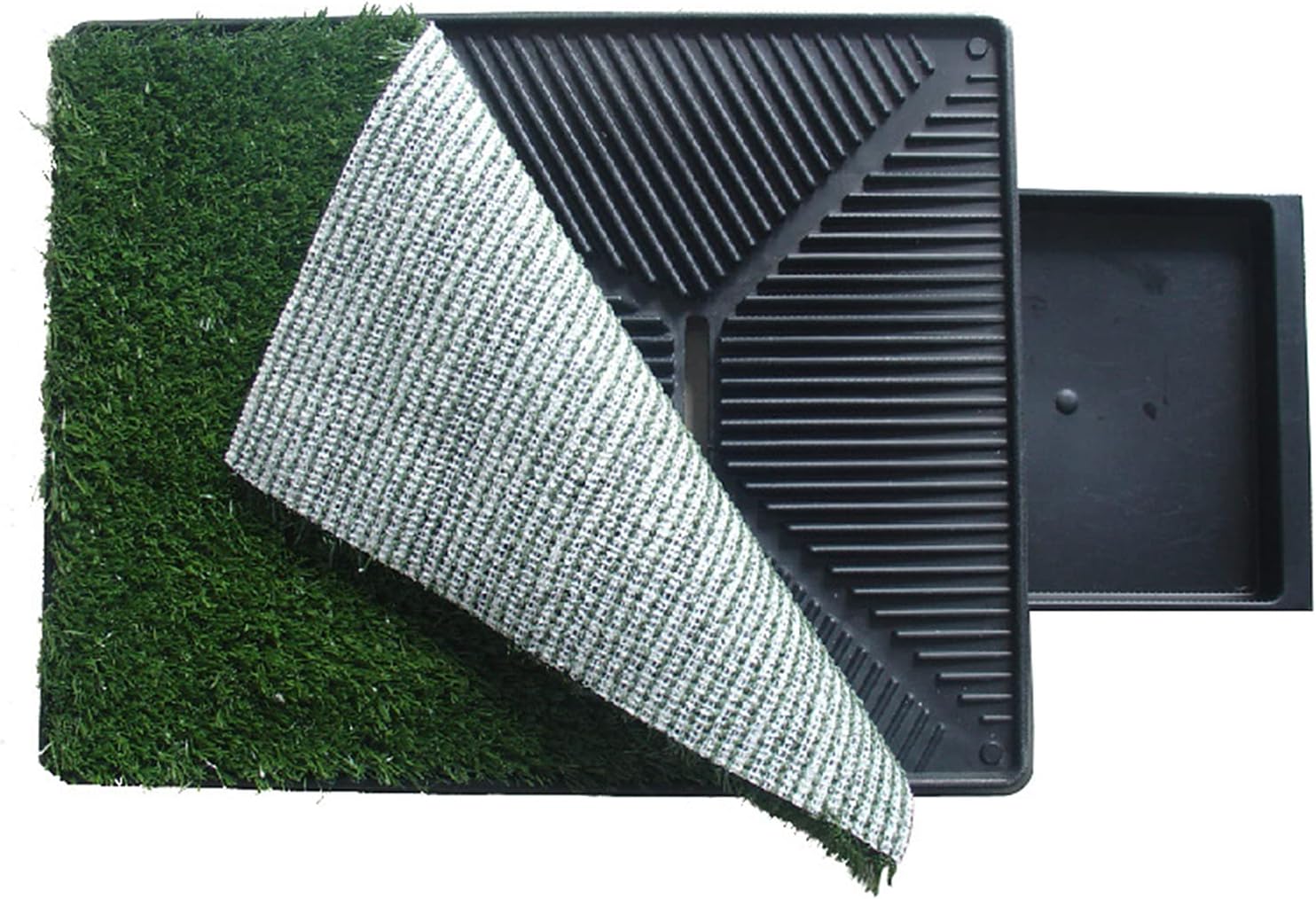 Portable Dog Potty Trainer- Artificial Grass Mat Tray Turf Pads- Portable Indoor Outdoor Toilet Training for Puppies Small Pets Green