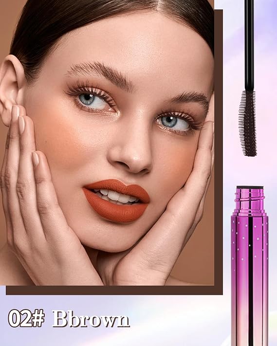 Brown Mascara Volume and Length, Hypoallergenic Waterproof Long Wear Mascara for Mature Older Women 60 Plus with Dual-Sided Brush, No Clumps Lengthening Volumizing Tube Mascara for Sensitive Eyes-02
