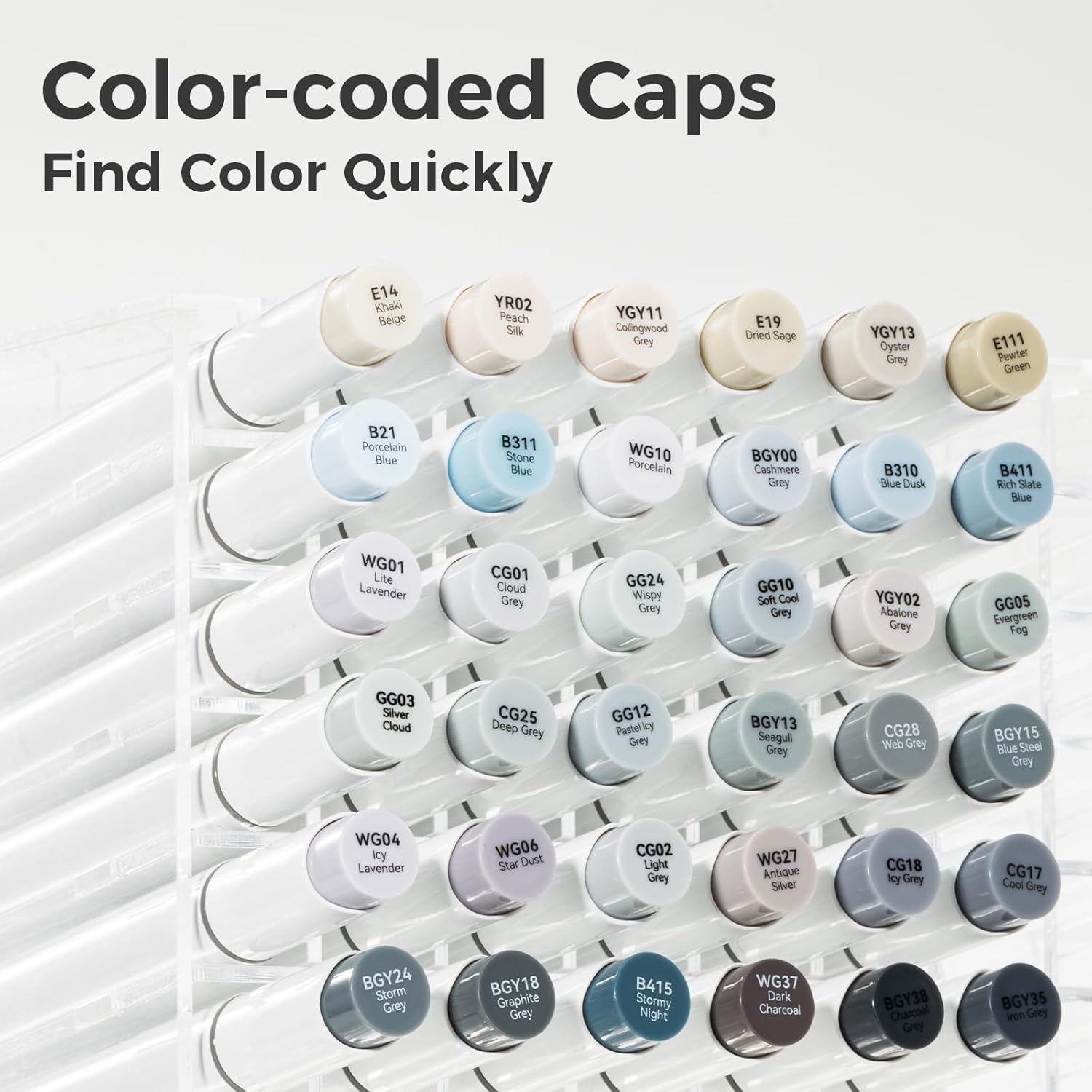 Ohuhu Alcohol Markers Brush Tip Grey-tone-Dual Tips Alcohol Based Art Marker Set for Artist Adults' Coloring Illustration Shading-36 Grayscale Colors w/ 1 Blender-Fine&Brush-Honolulu B (Chisel&Brush)