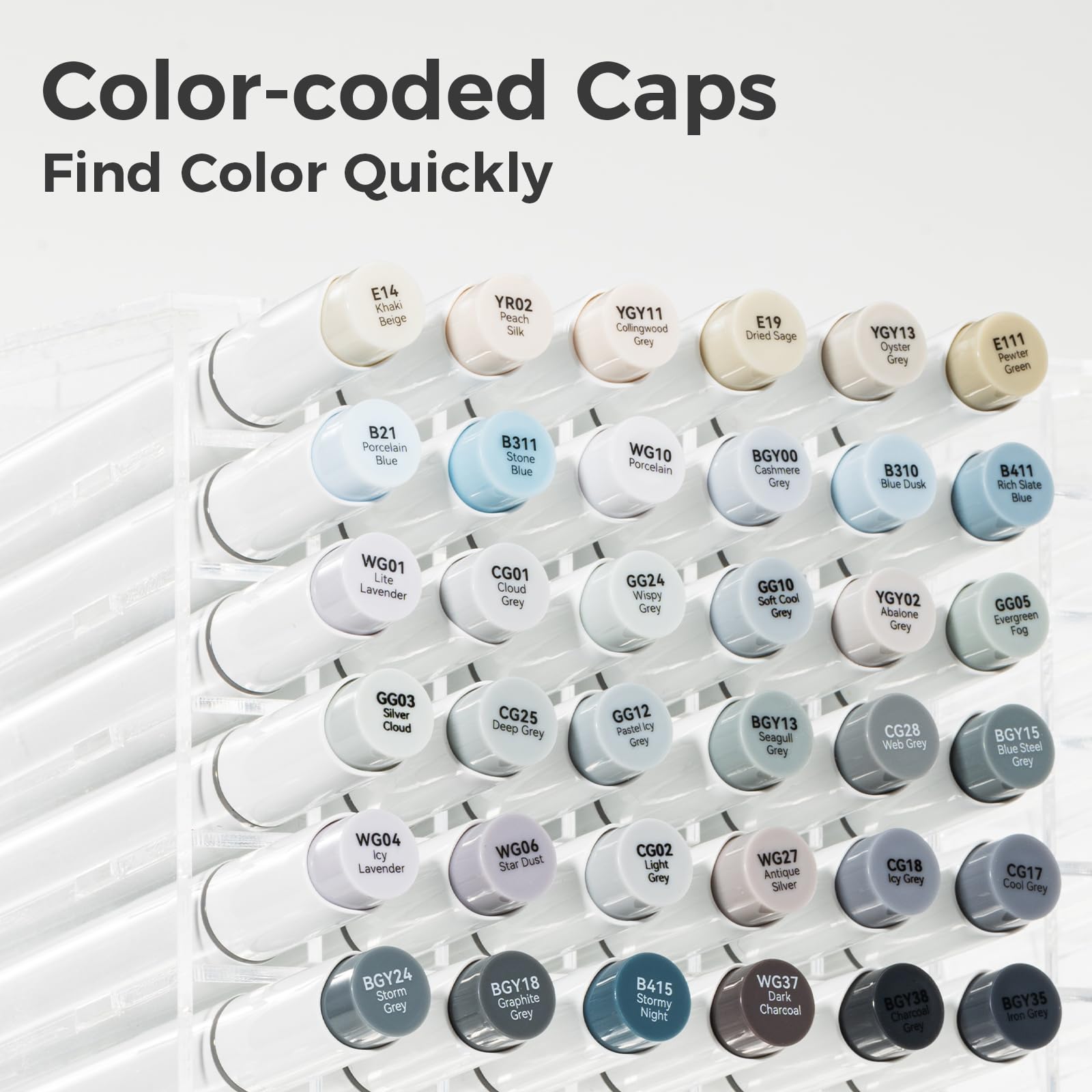 Ohuhu Pennarelli alcolici punta a pennello tono grigio - Set di pennarelli artistici a base di alcol a doppia punta per artisti adulti Colorazione Illustrazione Shading - 36 colori