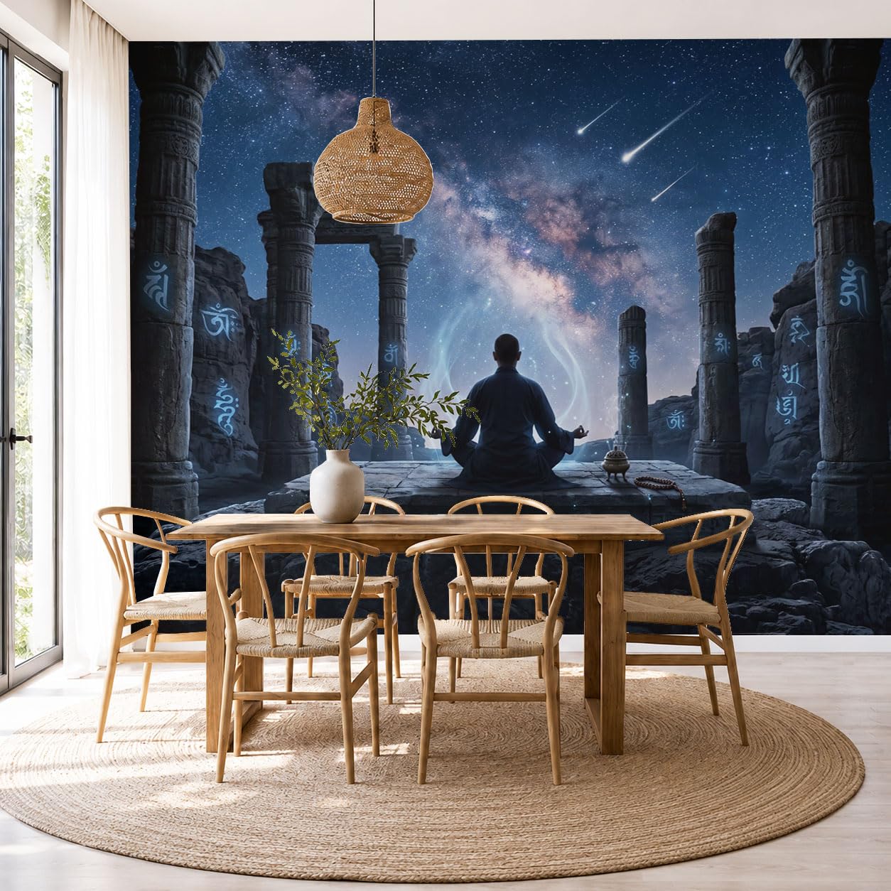 Carta Da Parati Fotomurale Xxl Stampa Meteora Fantasy 250X175Cm, Poster Murale Fotografica 3D In Tessuto Non Tessuto Pilastri Pietra Per Meditazione Di Grande Per Tv Corridoio Soggiorno, Blu Scuro