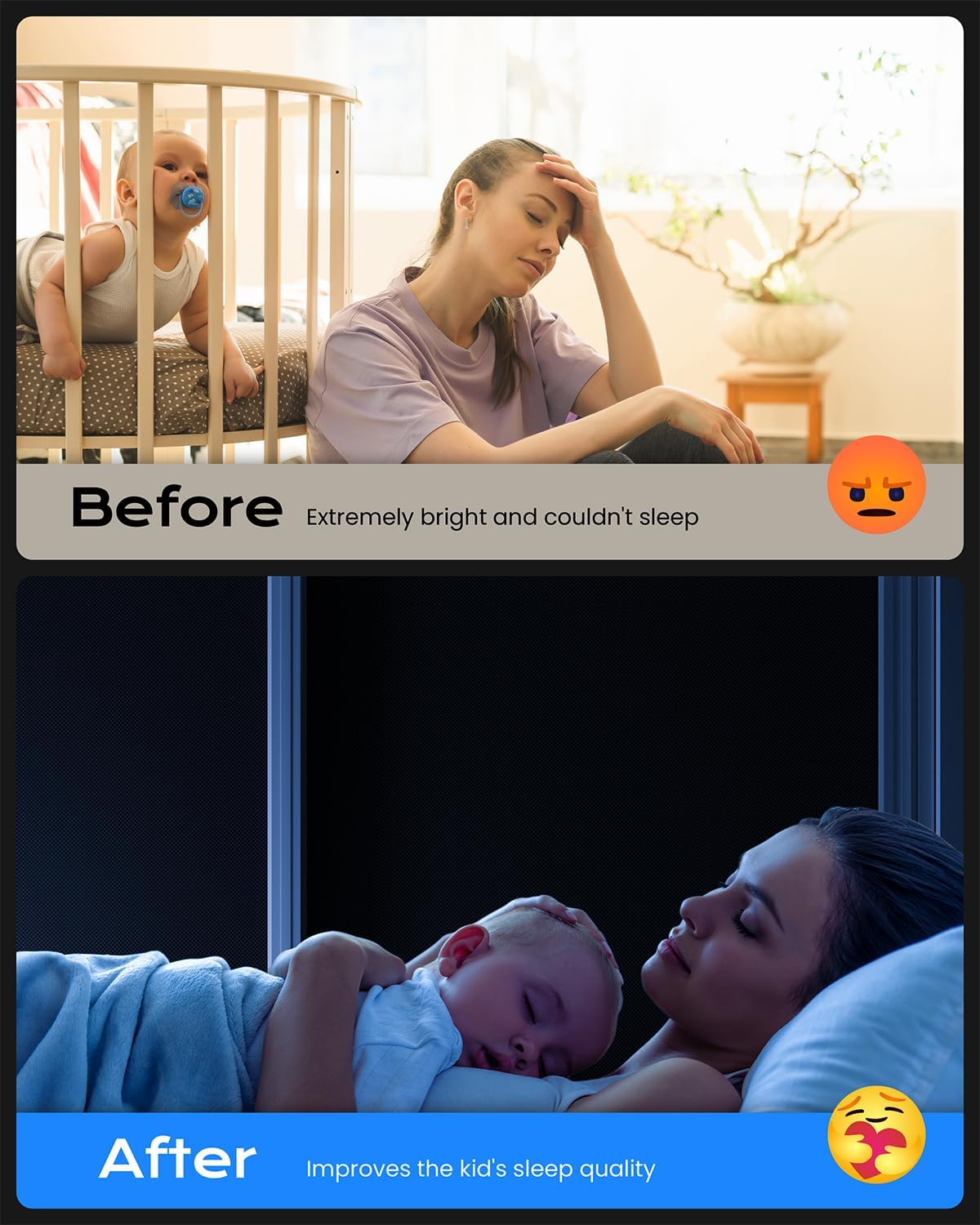 G-WACK Blackout Curtains, No-Drill Blackout Blinds with Magnetic Snaps, 100% Blackout Roller Shades Window Cover, Heat-Insulated Window Blinds & Black Out Curtains for Various Scenes (38" x 60",Black)