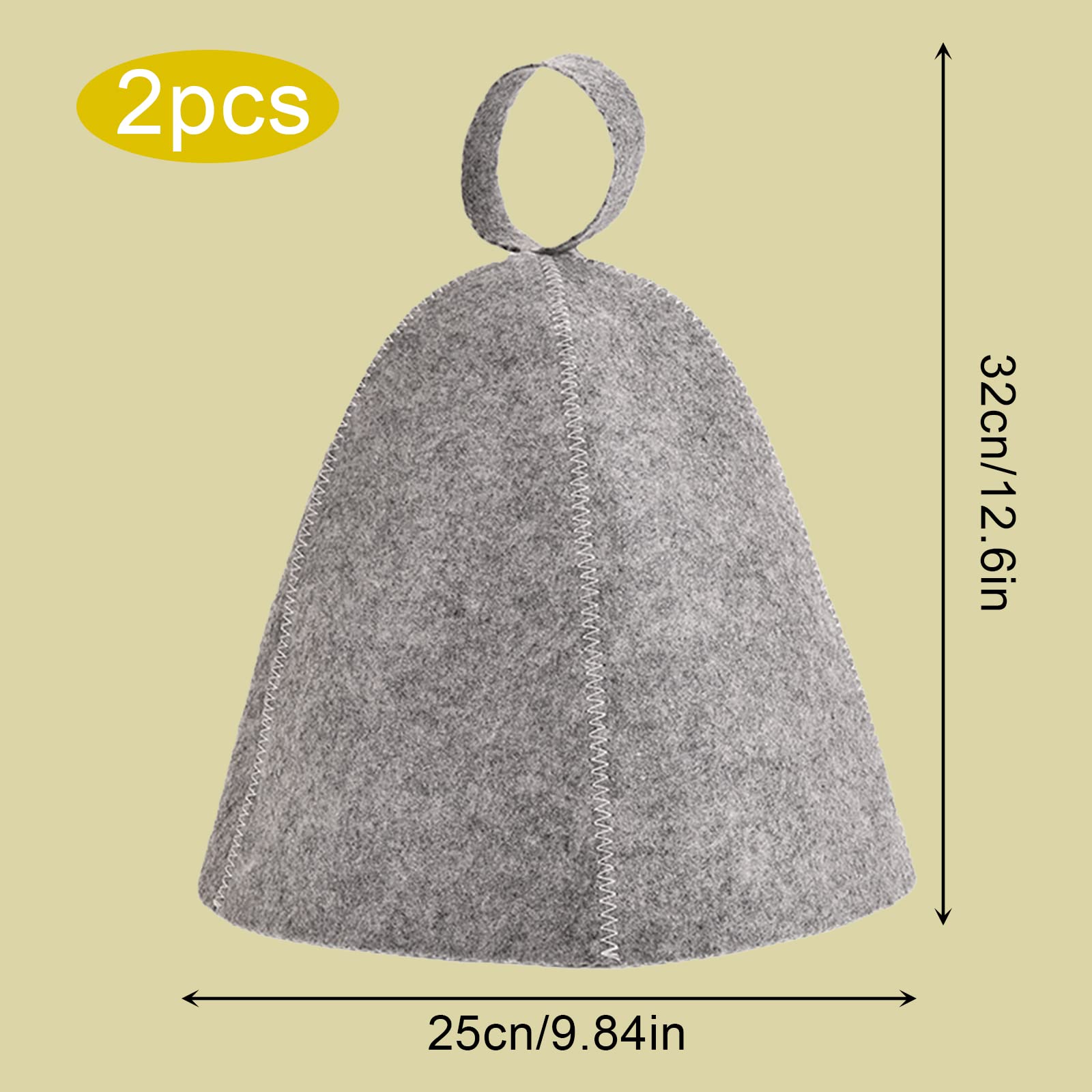 2 Stück Sauna Mütze Aus Filz - Atmungsaktive Kappe Für Sauna & Dampfbad, Für Damen & Herren (Grau)