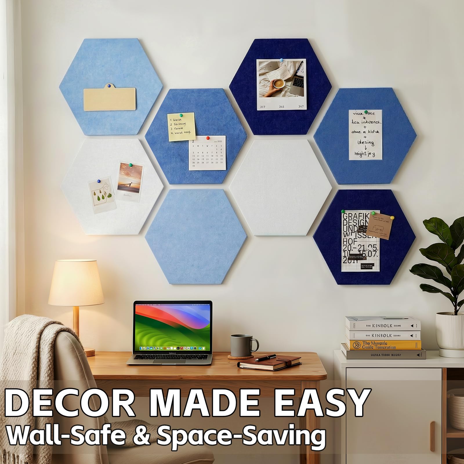 Groß Filz Pinnwand Selbstklebend Korkplatte Filzplatte mit 30 Pinnnadeln, 8 Stück Korkwand Filzboard Memotafeln Bulletin Board Memo Boards Wanddekoration für Büro Küche