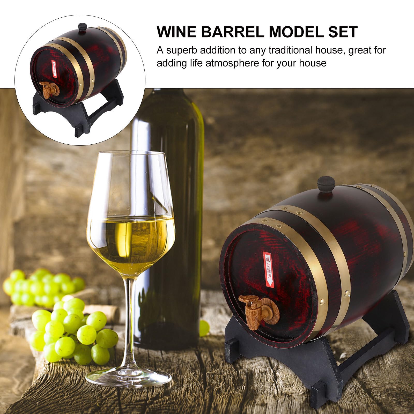 Barril de Vino de Madera de 5 Litros Grifo y Base Curva