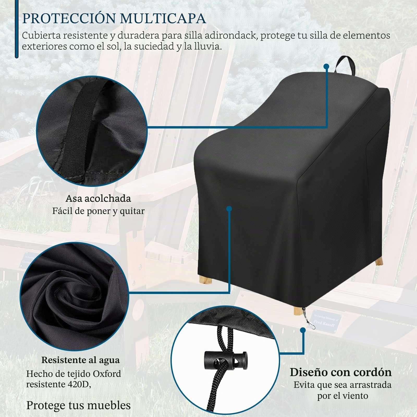 Schleuder Funda para Adirondack, Fundas para Sillas de Jardin, para Silla de Jardín Adirondack, Tela Oxford 420D, Cubierta Impermeable Resistente a Los Rayos UV, Funda Sillas Jardin Impermeable