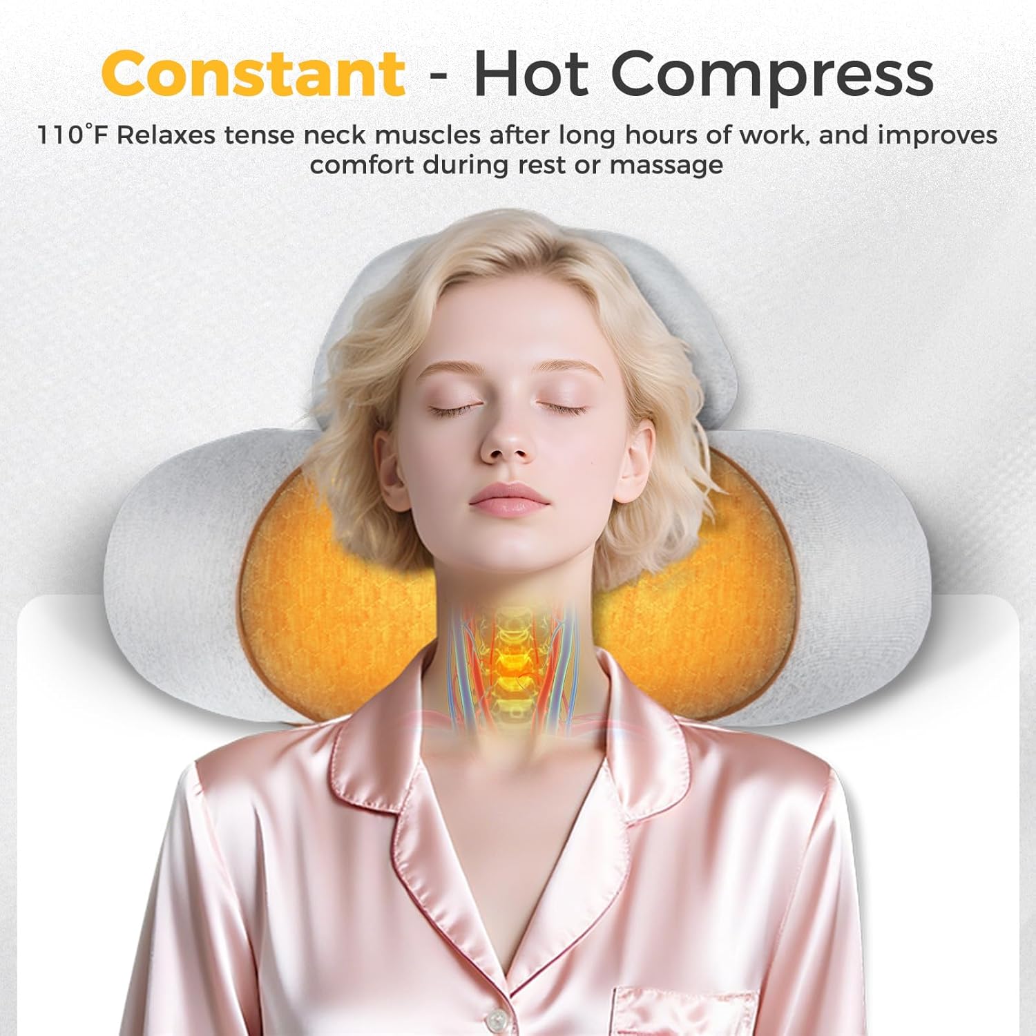 Cervical Pillow Massage Neck Hump, 3-in-1 Neck Massager Pillow with Heat,Vibration,Stretch - Neck Traction Device for Decompression and Relaxation