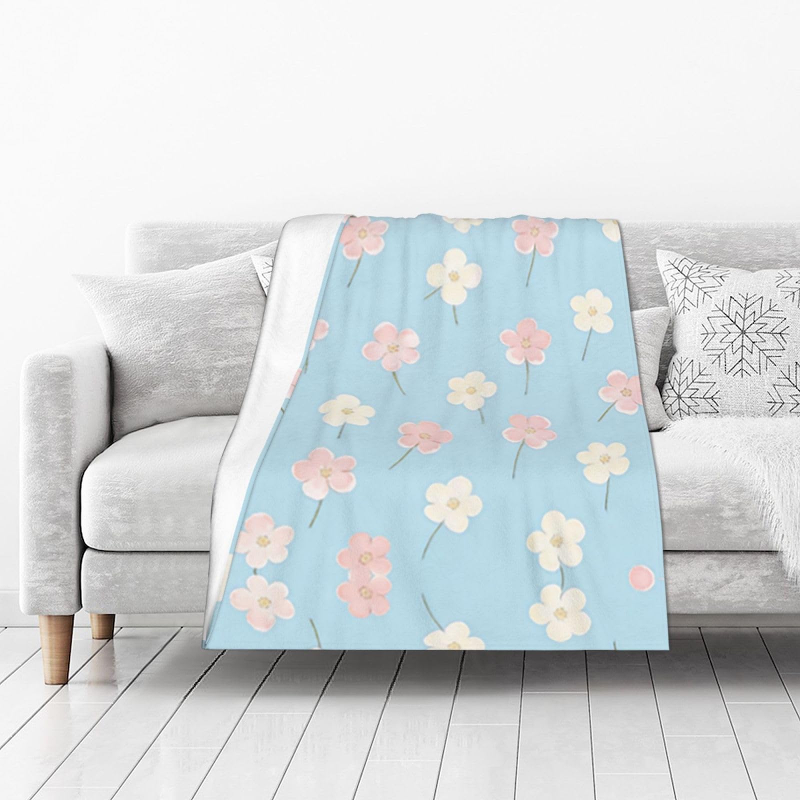 DUYIOKH Sky Petals Print Thick Throw Blanket, Blanket for Couch Bed Warm Travel Blanket for Camping Movie Night