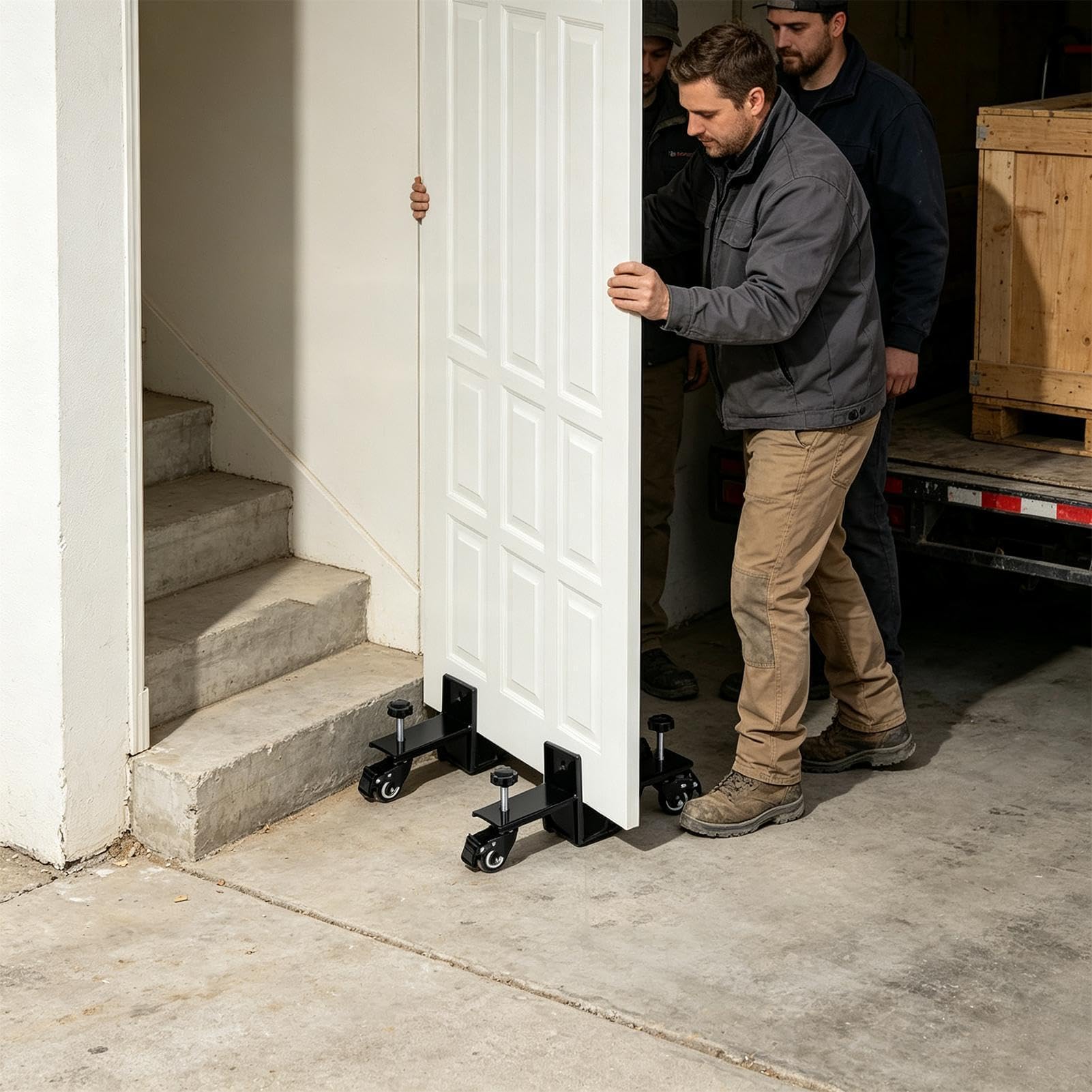 Herramienta Elevador de Puertas ajustable para paneles con ruedas