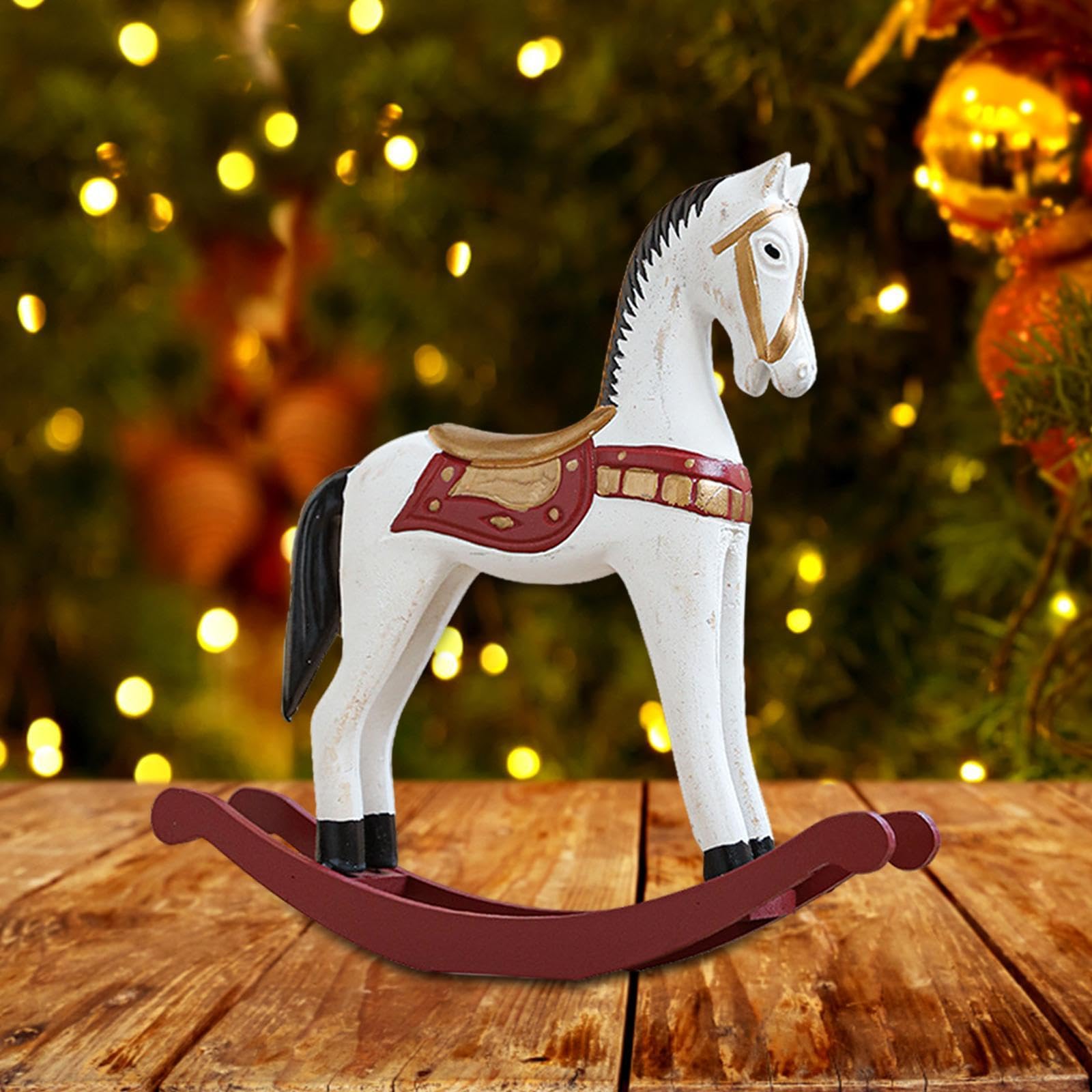 Amazon.co.jp: amleso クリスマス ロッキングホース 像 動物彫刻
