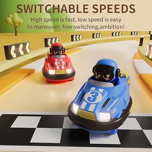 Miniatura 6 de OBEST Paquete de 2 autos de control remoto, auto de choque de expulsión RC para niños, luz y sonido y auto de parachoques giratorio de 360 para