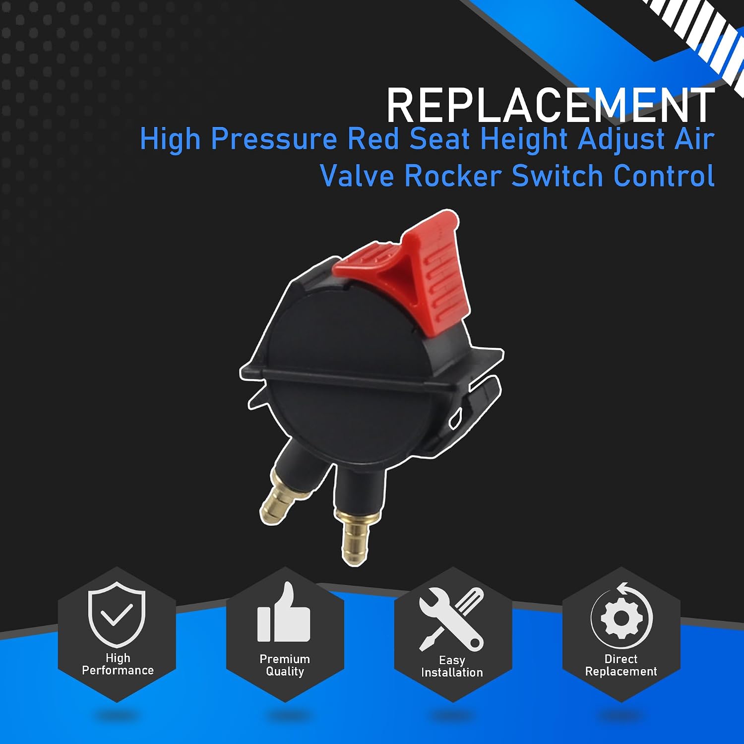 High Pressure Red Seat Height Adjust Air Valve Rocker Switch Control Compatible with International American Truck National 195 Series Seat Replaces SK165305 SK146701 2586418C91 229697-01