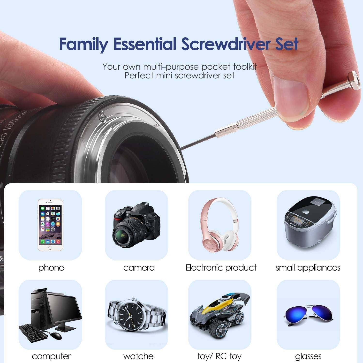 6PCS Precision Screwdriver Set, Mini Screwdriver Set with 6 Different Size Flathead and Phillips ScrewdriverS, Suitable for Jewelry, PC, Electronics, Watche, iPhone, Toy, Console, Eyeglass Repair
