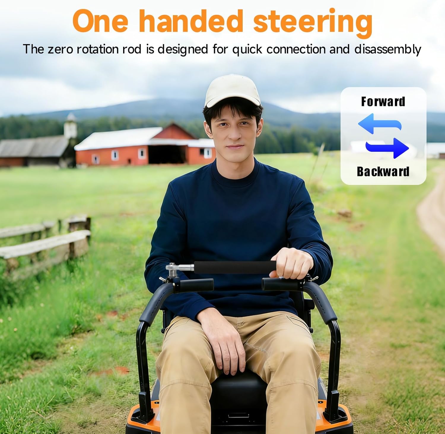 Zero-Turn Mower Steering Bar, Single-Hand Control Bar with Quick-Release Design, Mower Accessory Handle, Stainless Steel Material, Compatible with All Zero-Turn Mower Models