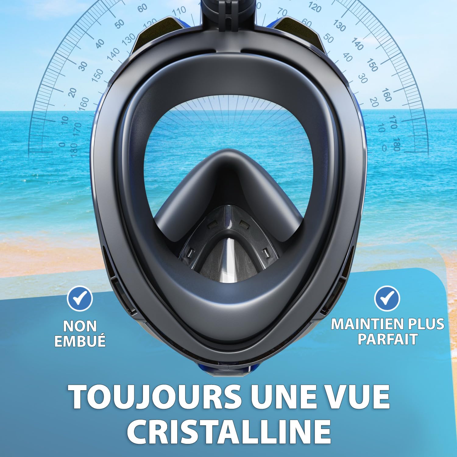 KAIMANA® Masque Plongée Adultes et Enfantes | Snorkeling Intégral Anti-Buée CO2 Safe | Tuba Adulte | Sac de Transport Inclus