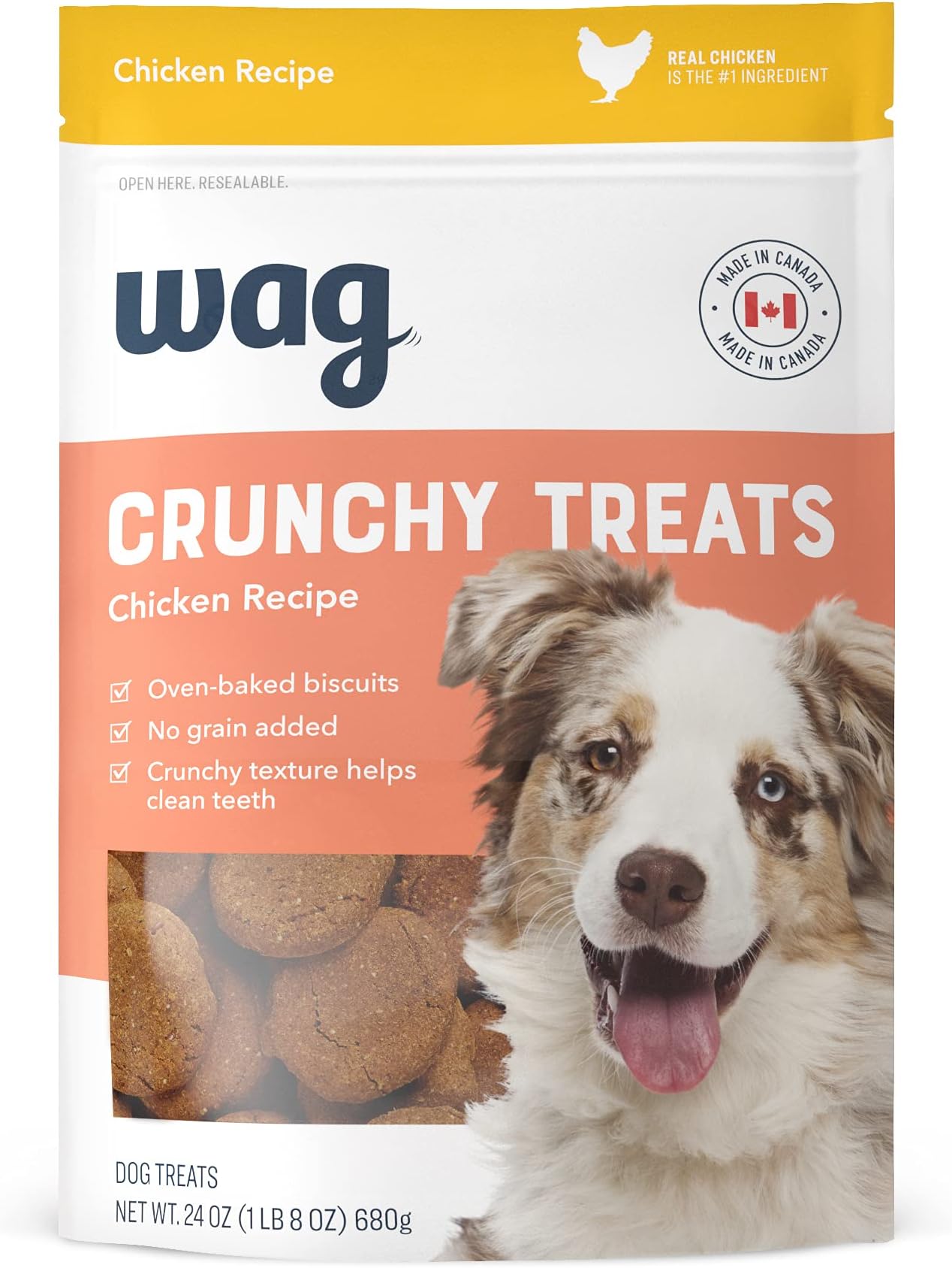 Amazon Brand - Wag Baked Biscuits Crunchy Dog Treats, Chicken, 1.5 lb