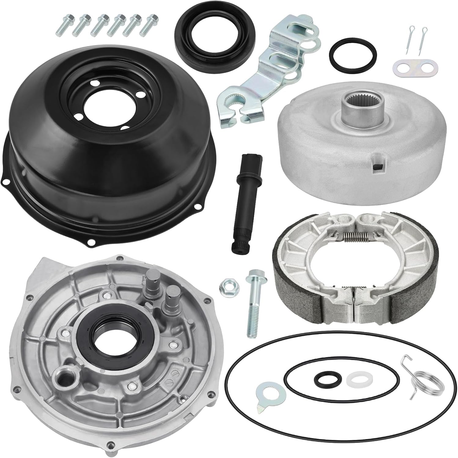 JAVIK Rear Brake Drum Hub Plate Cover Shoes Bearing Seals Assy for Honda Rancher 420 2007-2013