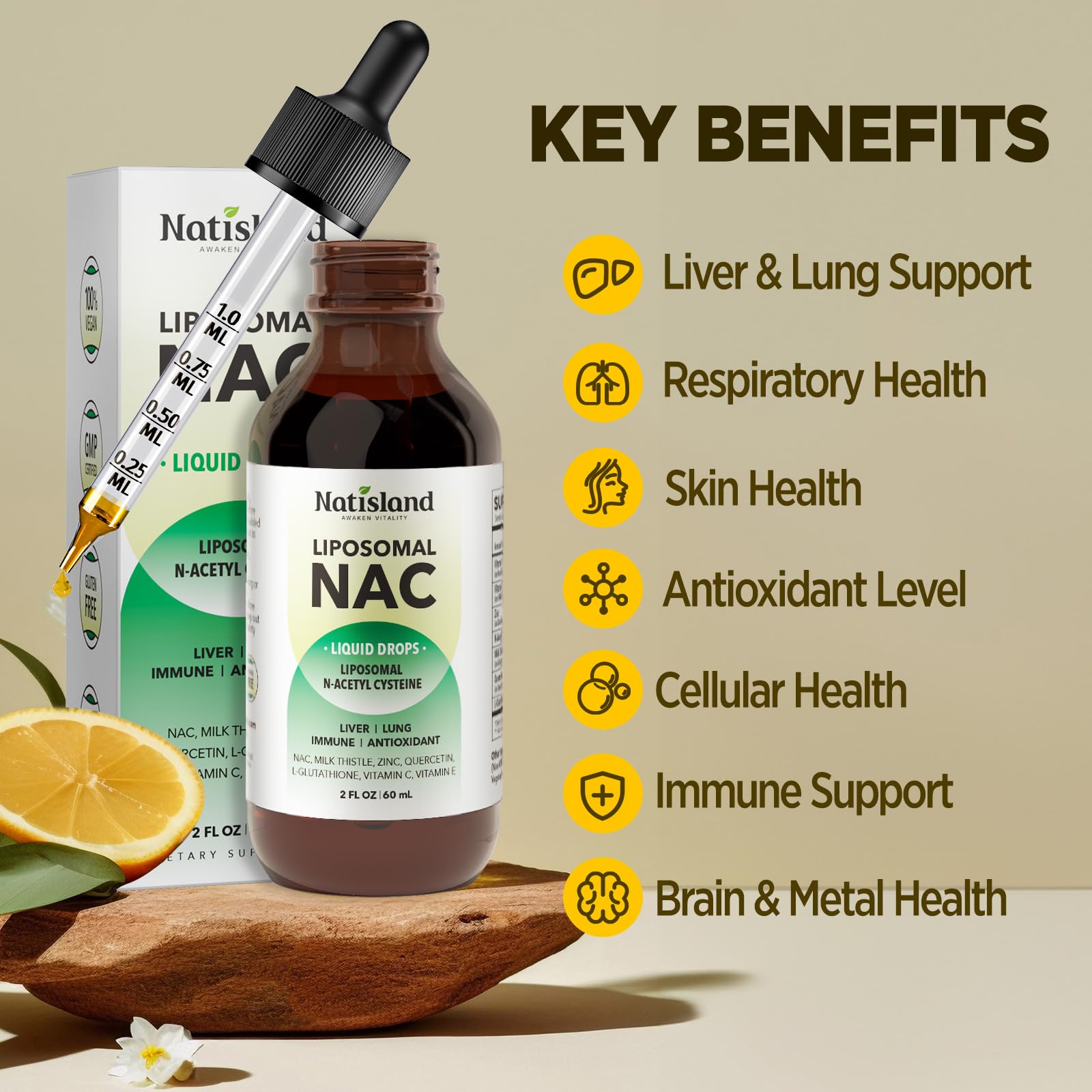 Liposomal Liquid NAC Drops, NAC Supplement N-Acetyl Cysteine, NAC 600 mg with Milk Thistle & Quercetin for Adults & Kids, Liver & Lung, Immune & Antioxidant Support, Skin & Cellular Health, 2 Fl Oz — Amazon image 2