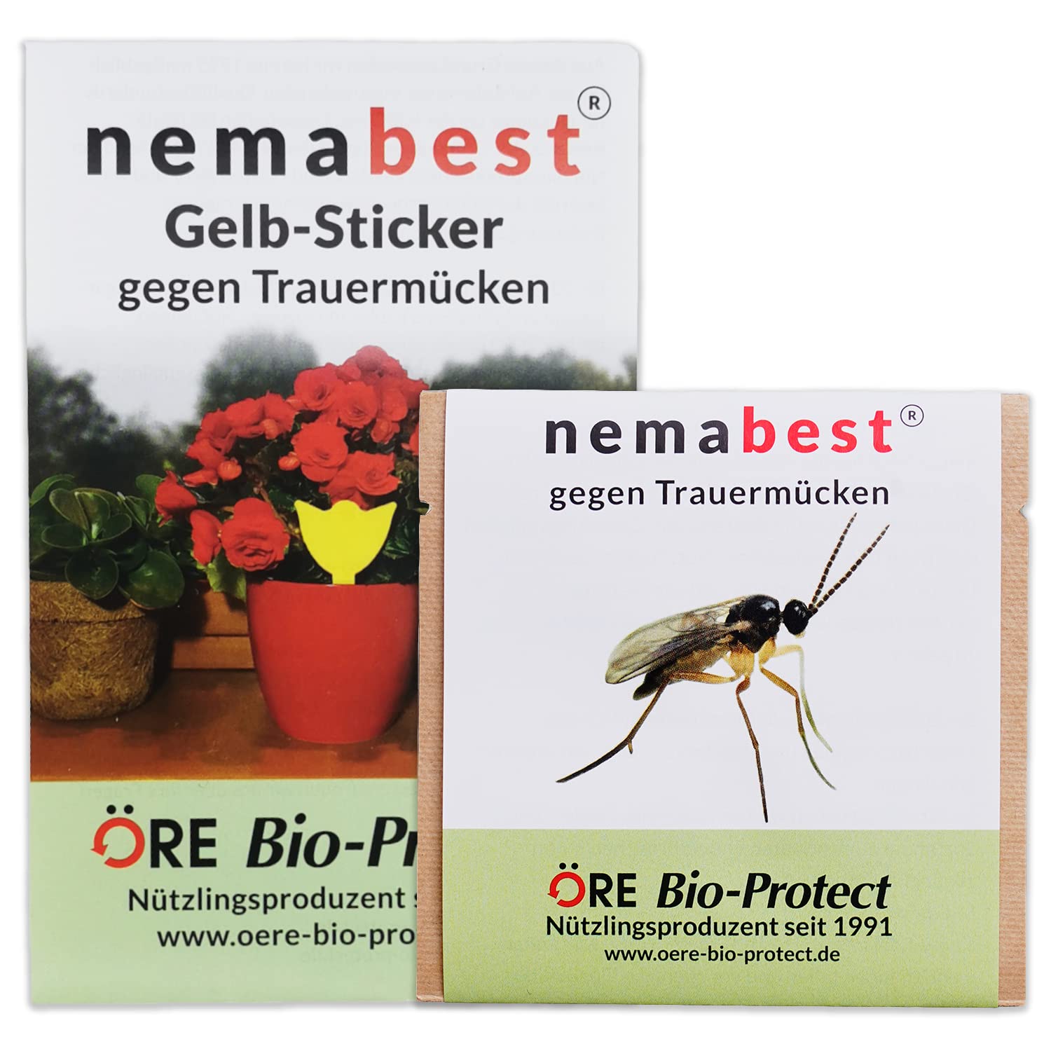 nemabest® Kombipack gegen Trauermücken 6 Mio. SF Nematoden (60 Pflanzen) + 10 Gelb-Sticker