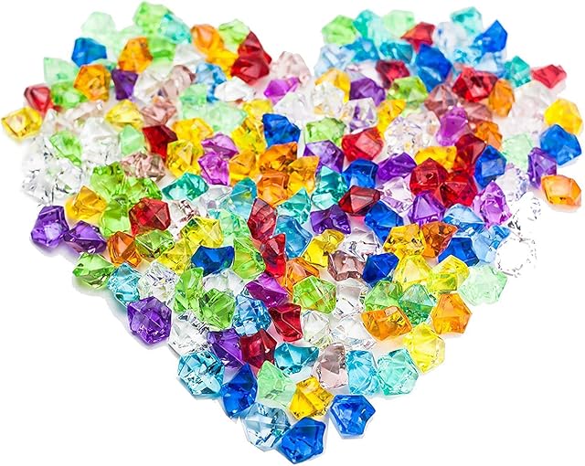 250PCS Acrylic Crystals Ice Rocks Coloured Stones for Vase Fillers, Table Scatter, Party Favor, Wedding Decoration, Arts Crafts (Multicolour)