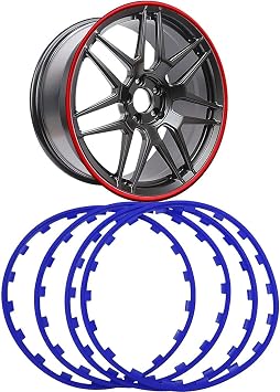 Wheel Protector Rim Protection Ring,Automotive Rims Guard,Four Piece Alloy Rim Protectors,Universal 16-21 Inch Tire Guard Decor, Nylon Anti-Scratch StripBlue,17in Size18 inches,Colorblue