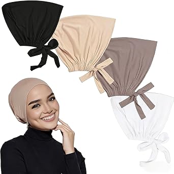 4Pcs Women Hijab Undercap, Under Hijab Cap, Cap Islamic Muslim, Adjustable Hat Cap