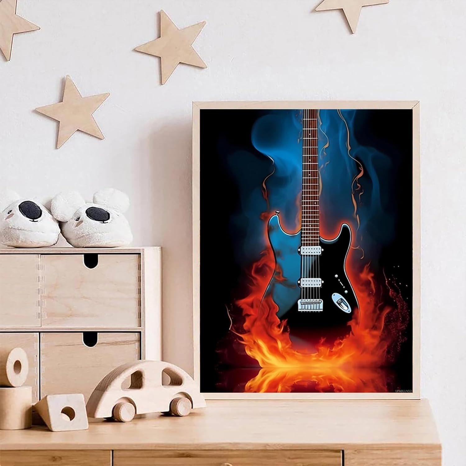 DIY Diamond Painting Kits, Guitar Diamond Painting Full Round 5D Diamond Art Kit Home Wall Decor Diamond Art Kit Gift 12x16 Inch