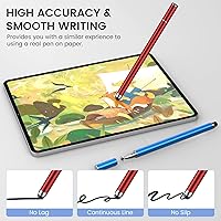 Vista 2 de MEKO Paquete de 4 lápices capacitivos para pantallas táctiles, lápices capacitivos 2 en 1 de alta sensibilidad y precisión para iPad, iPhone