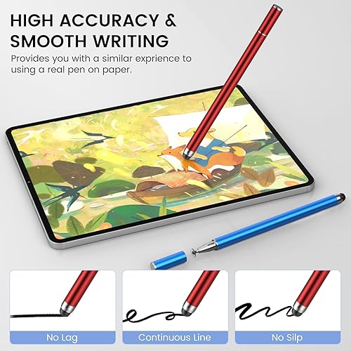 Miniatura 2 de MEKO Paquete de 4 lápices capacitivos para pantallas táctiles, 2 en 1 de alta sensibilidad y precisión capacitivos para iPad, iPhone, Android,