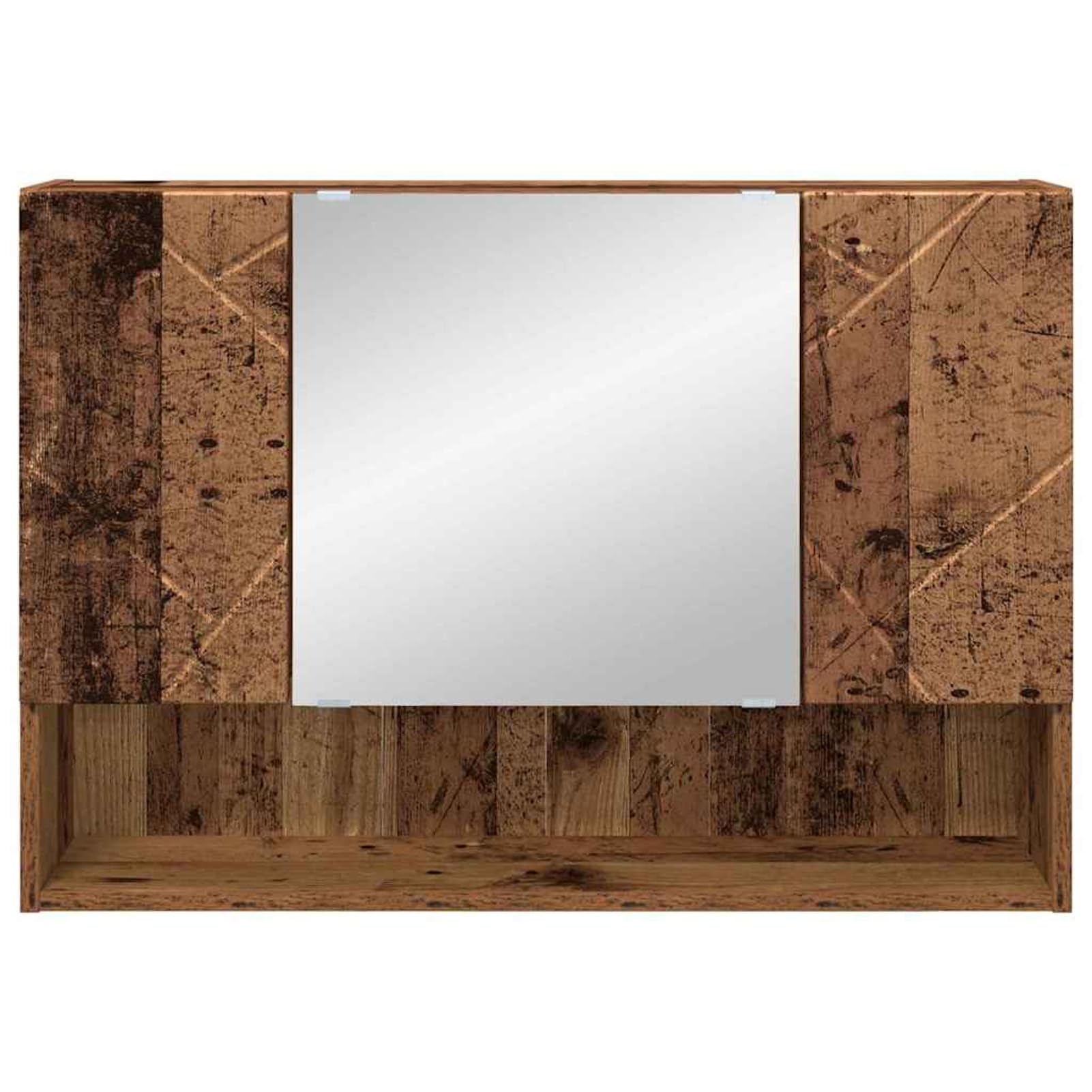 Gecheer Spiegelschrank mit Tür Altholz 80 x 17 x 55 cm Holzwerkstoff, Deko Spiegel Bathroom Mirror für Badezimmer Make-up Rasur Wohnung Hotel883362