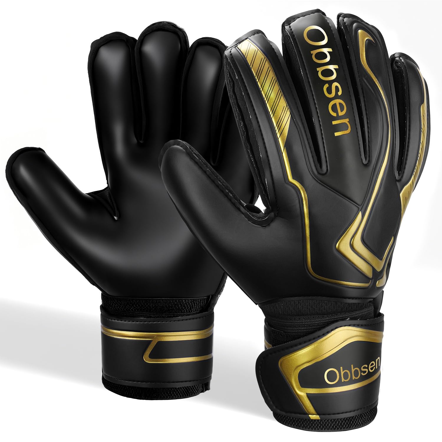 Obbsen Football Goalkeeper Gloves for Kids Youth and Adult | Goalie Gloves with Finger Protection and Super Grip | Boys Mens Goalkeeping Gloves Size 5/6/7/8/9/10 — image 1