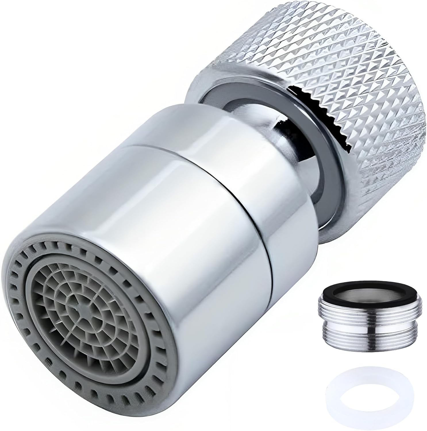 Faucet Aerator 360° Swivel Kitchen Sink Aerator, Dual-function 2-Flow Female 55/64 in-27UNS Chrome Solid Brass Faucet Sprayer Attachment with 15/16 in Male Threaded Adapter for Bathroom Sink Filter