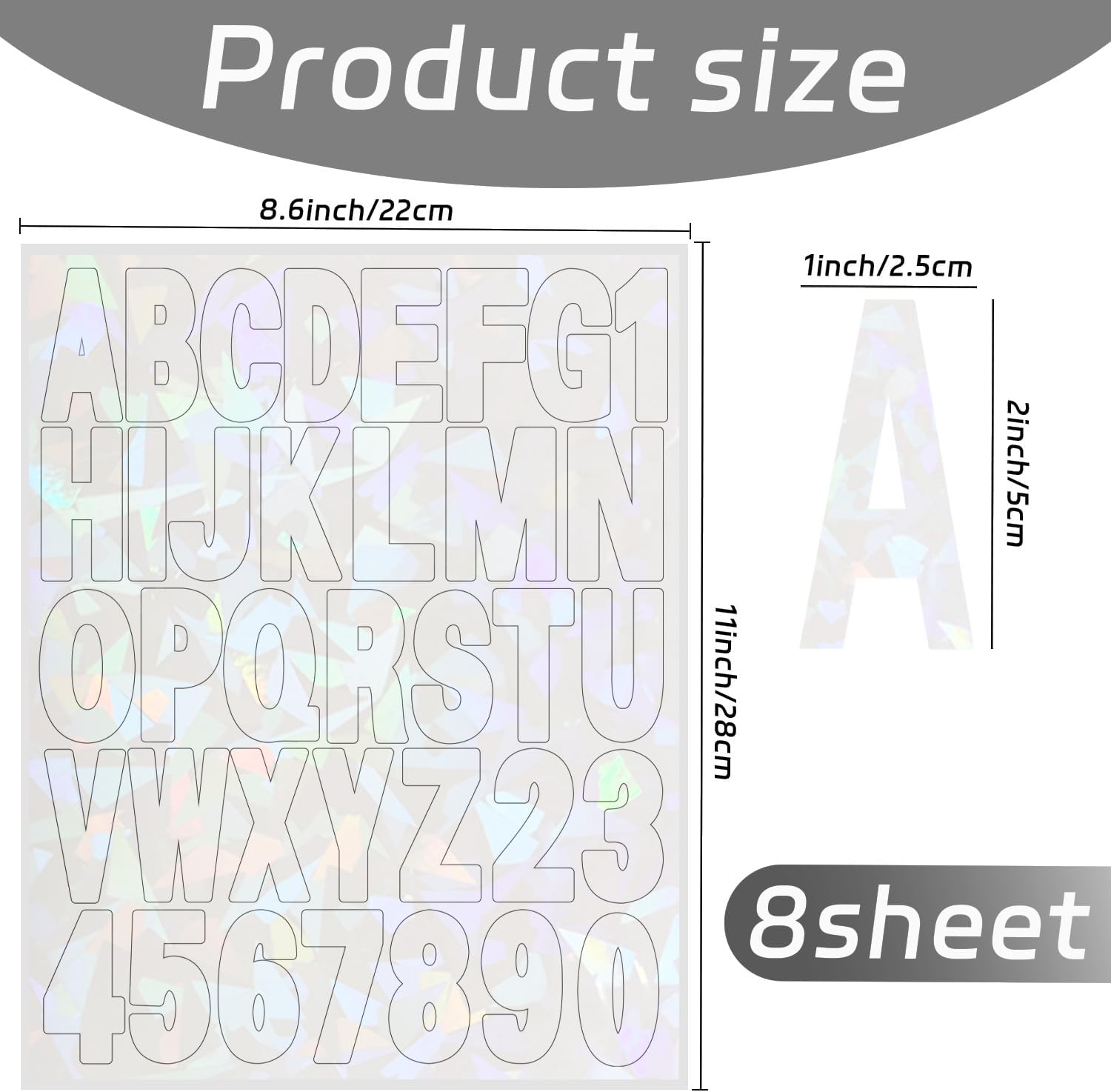 Starboling Letter Stickers,2 inch 8 Sheets White Alphabet Sticker,Self Adhesive Vinyl Letter Stickers Mailbox Numbers,for Arts Crafts Outdoor Sign Poster Mailbox Sign Doors Mailboxes Car Truck