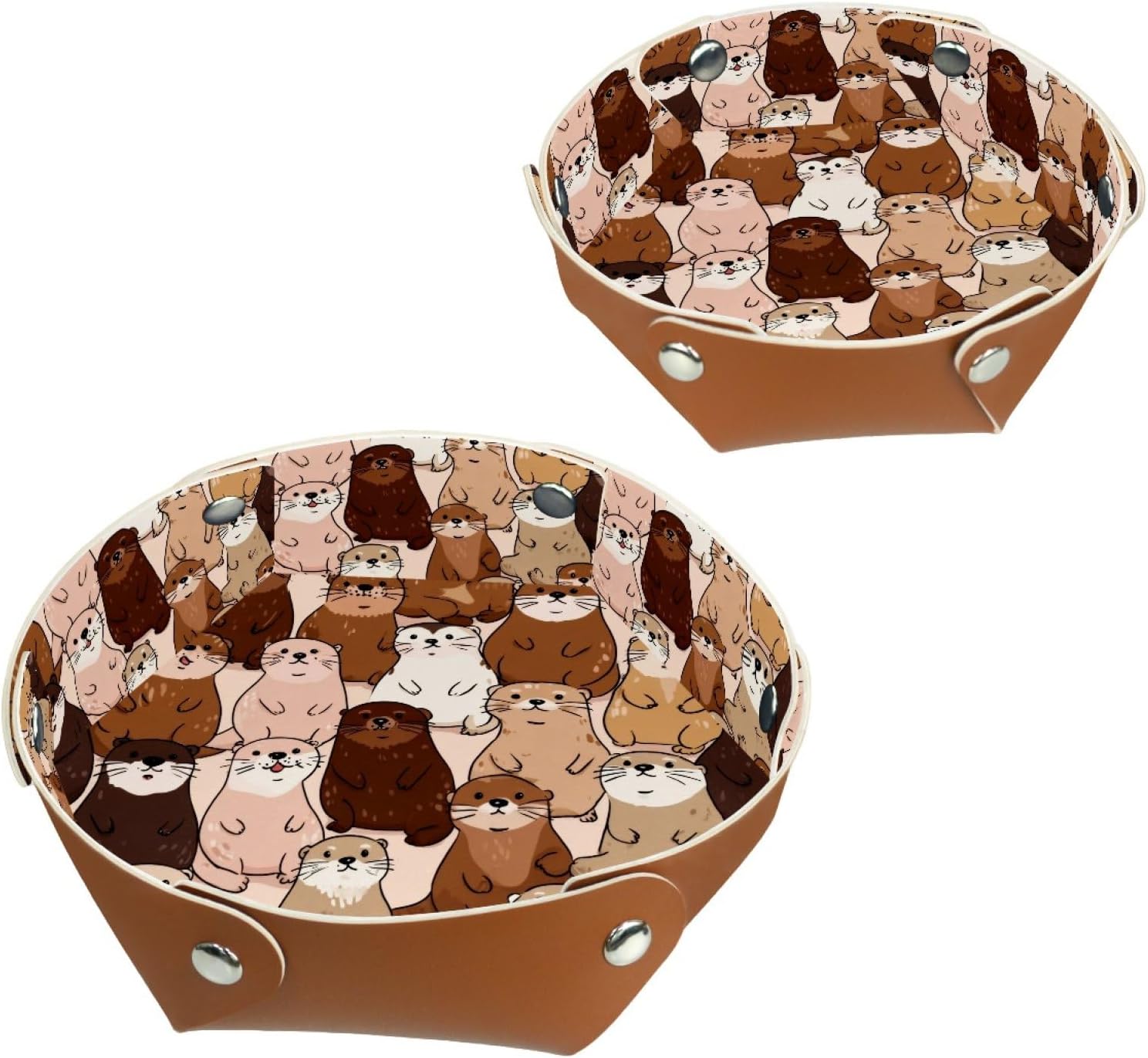 2Pcs PU Dice Holder Folding for RPG DND Table Games, Dice Trays Storage Box Portable Folding Rolling Dice Tray, Otter Family