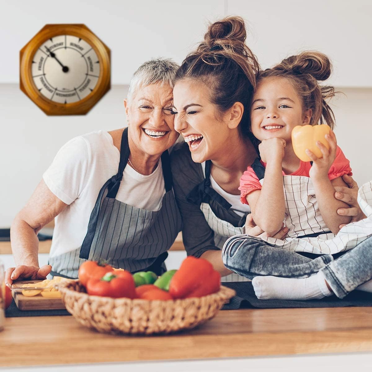 Classic Day of The Week Wall Clock - 10" Solid Oak Wood Frame, Ideal Retirement Gift for Men and Women, Day Clock for Seniors and Retirees
