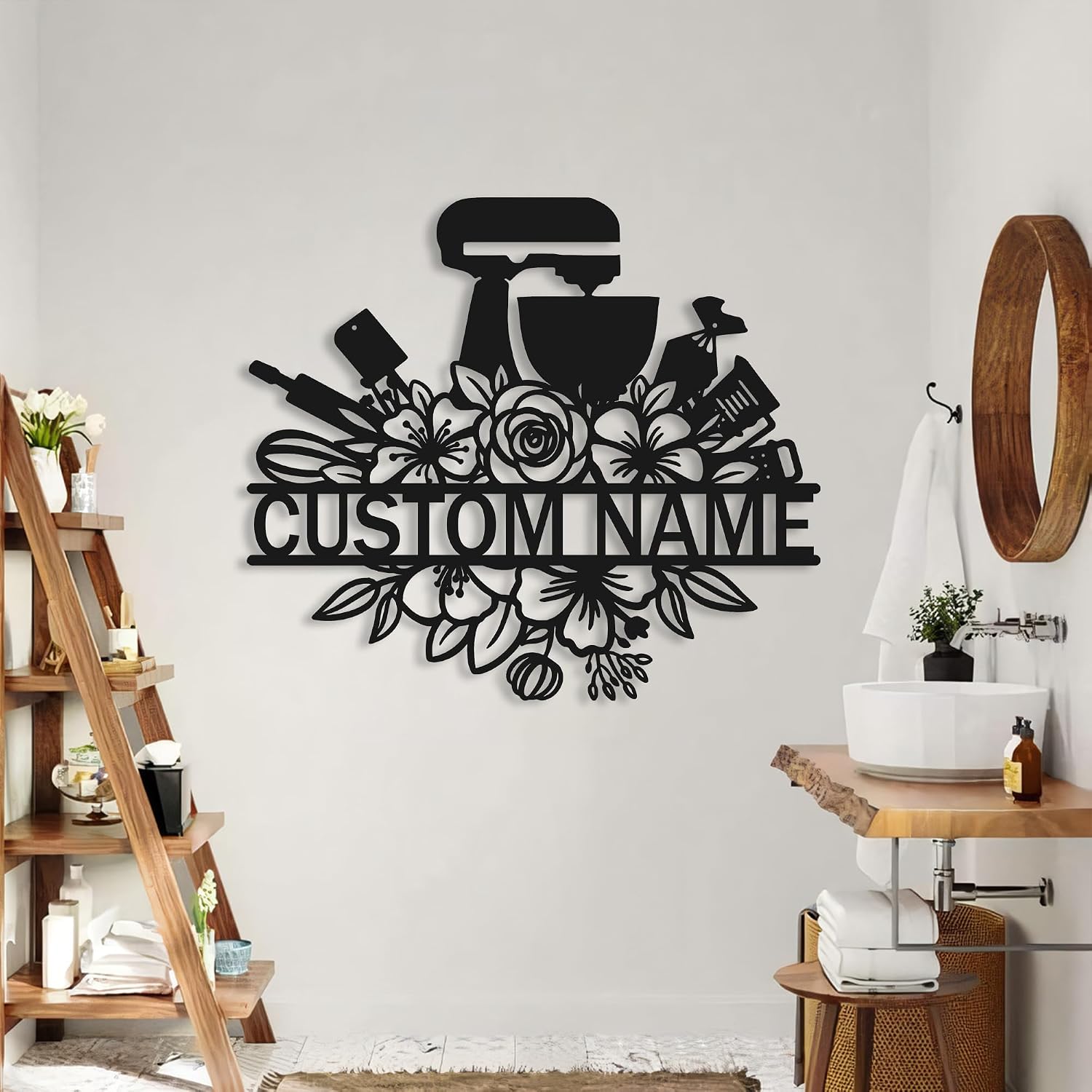 Custom Kitchen Metal Wall Art LED Light | Personalized Mom's Kitchen Name Metal Signs | Housewarming Gift Wall Décor Plaque Decorative | Welcome Home Decoration Series 57