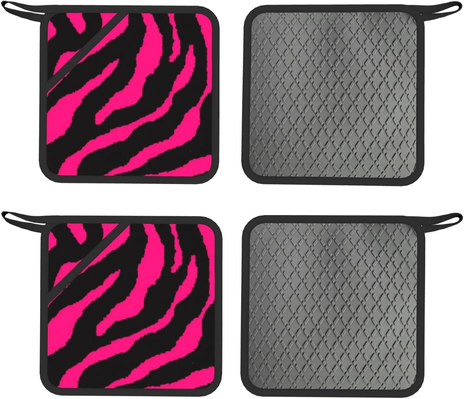 Zebra Tiger Leopard Oven Mitts and Pot Holders Set of 4 Heat Resistant Kitchen Gloves with Silicone Palm Hot Pads for Baking Cooking Grilling BBQ