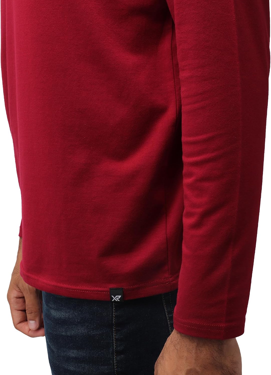 X RAY Men's Crewneck & Hooded Long Sleeve T-Shirt, 95% Cotton Stretch Slim Fit Basic Shirt for Men