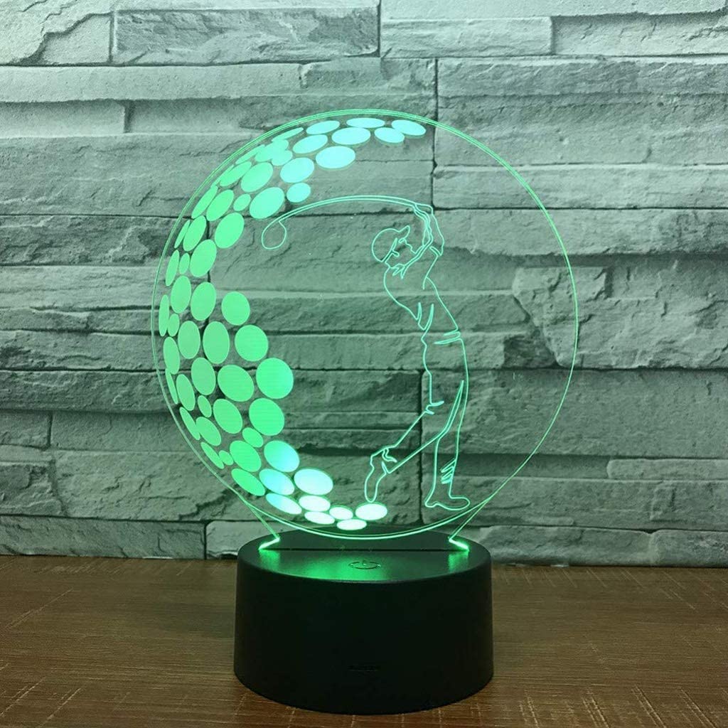 Lumière 3D pour jouer au golf, veilleuse LED 7 couleurs tactile lampe de sommeil USB simple et moderne