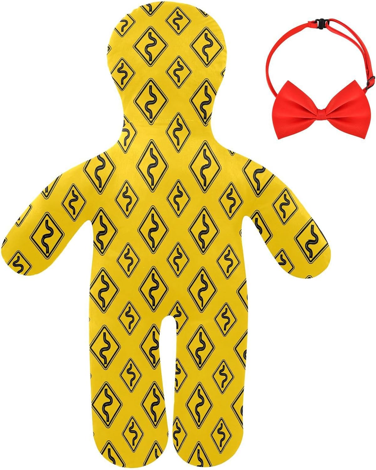 Caution Signs Human-Shaped Pillow Soft Body Pillows Washable Velvet Pillows for Anxiety Relief Sleeping Cuddling & Support