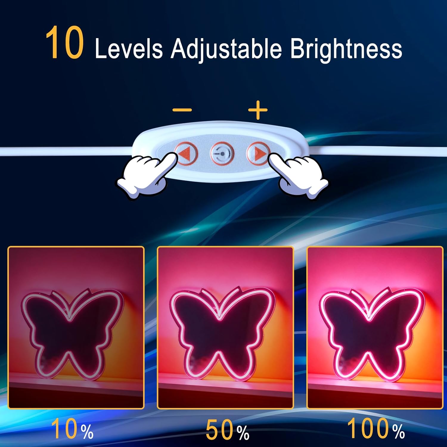 Pink Butterfly Mirror Neon Sign, LED Decorative Wall Mirror USB Powered Aesthetic Room Decor for Girls Bedroom Living Room Home Decor Butterfly Shaped Light Up Neon Sign, 16.1 x 13.2 In