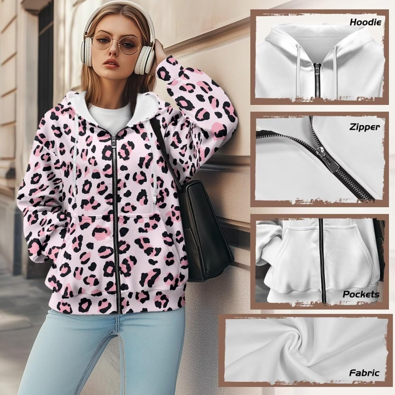Oversized Hoodies Women Hooded Hoodie with Pockets Zipper Sweatshirt Sweater Fall Activewear for Lady Workout