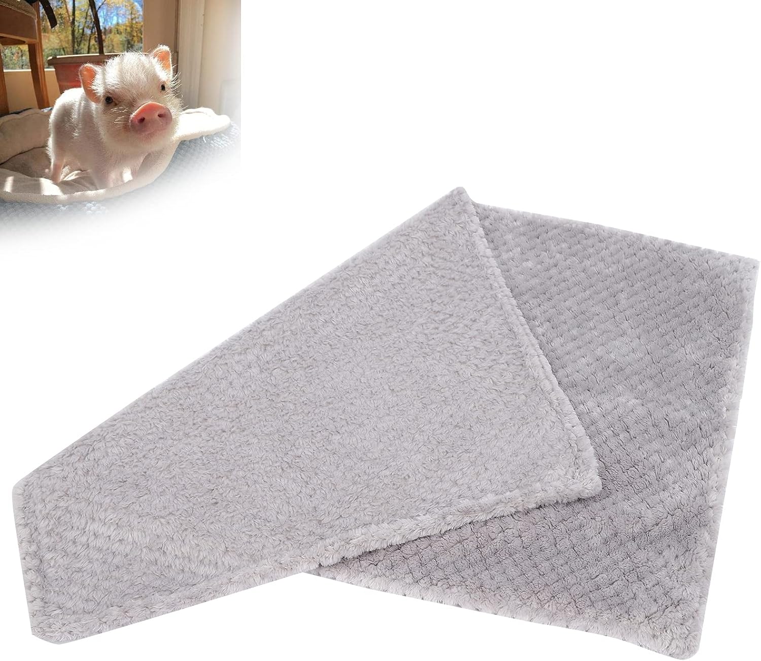 Small Pet Pig Blanket Soft Fluffy Warm Washable Pet Sleeping Mat for Cats Dogs Light Gray Cloth 60x39cm 3.4oz