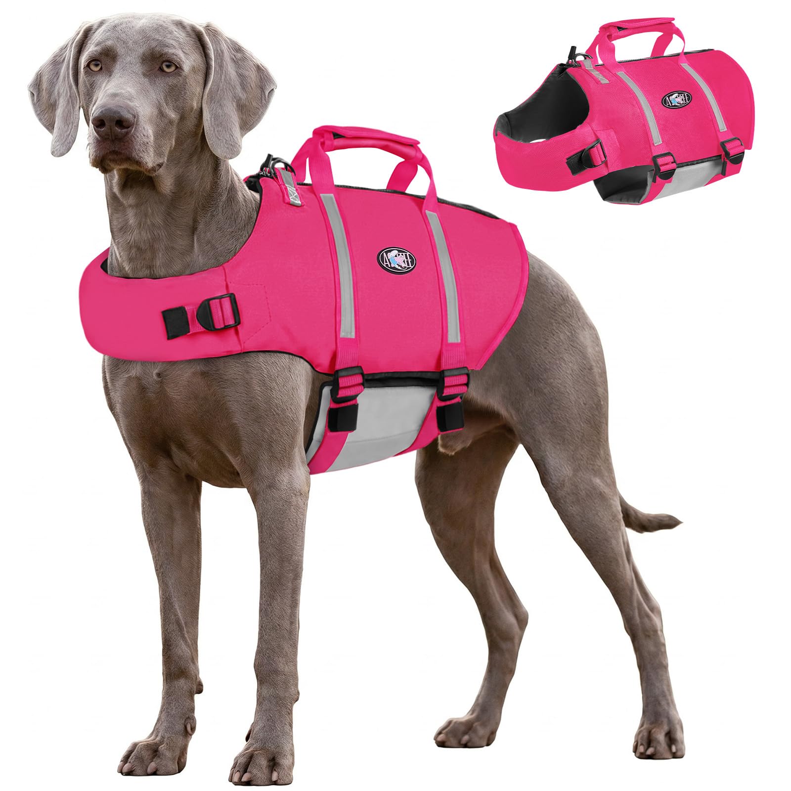 AOFITEE Schwimmweste Hund, Hunde Schwimmweste für Bootfahren und Wassersport mit Verbesserter Auftrieb, Schwimmweste Hund mit Sicherheitsgriff und Reißverschluss, Rettungswesten