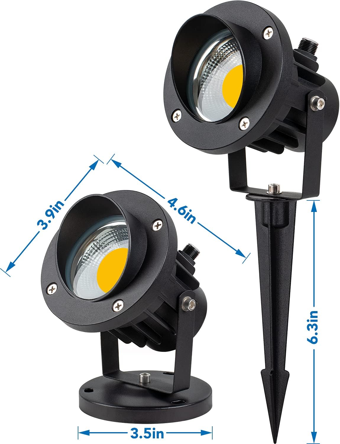 SUNVIE 20W Spot Lights Outdoor with Photocell Sensor, Dusk to Dawn LED Landscape Spotlights, Waterproof 120V 2000LM 3000K Landscape Lighting for Yard Flag Tree Garden 6 FT US 3-Plug in Cord, 2 Pack